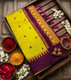 Opulent Mehndi Cotton Silk Saree With Flattering Blouse Piece