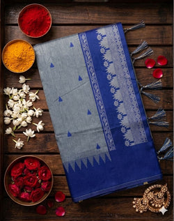 Charming Sky Cotton Silk Saree With Refreshing Blouse Piece