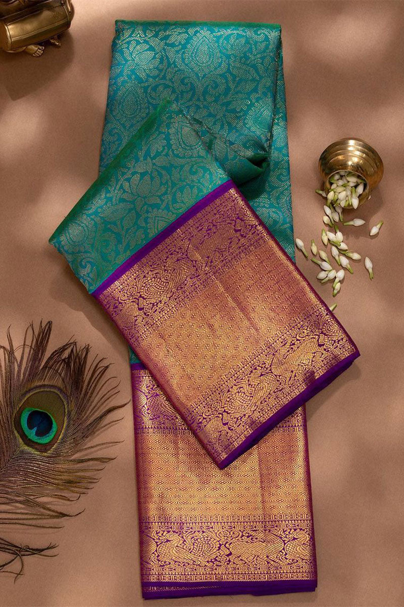 Murmurous Rama Soft Silk Saree With Elision Blouse Piece
