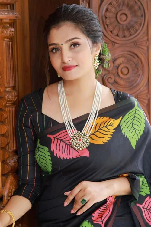 Load image into Gallery viewer, Pretty Black Soft Silk Saree With Beautiful Blouse Piece
