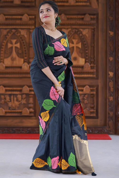 Load image into Gallery viewer, Pretty Black Soft Silk Saree With Beautiful Blouse Piece
