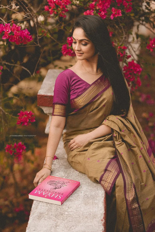 Load image into Gallery viewer, Gorgeous Dark Beige Soft Banarasi Silk Saree With Sensational Blouse Piece
