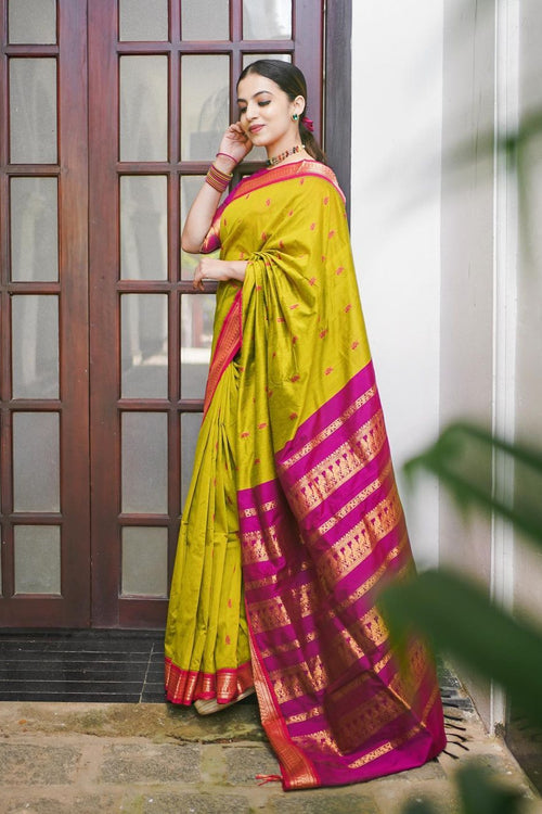 Load image into Gallery viewer, Elegant Mustard Soft Banarasi Silk Saree With Amazing Blouse Piece
