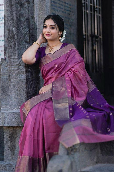 Angelic Lavendor Soft Silk Saree With Scrupulous Blouse Piece