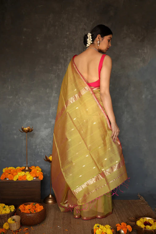 Load image into Gallery viewer, Magnificat Mustard Cotton Silk Saree With Exemplary Blouse Piece
