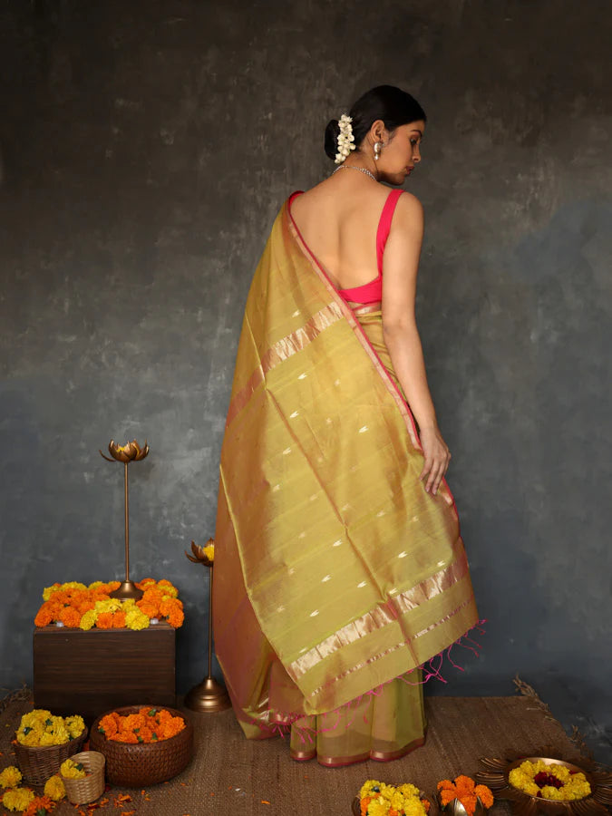 Magnificat Mustard Cotton Silk Saree With Exemplary Blouse Piece