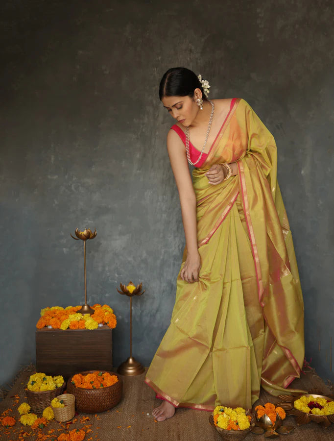 Magnificat Mustard Cotton Silk Saree With Exemplary Blouse Piece