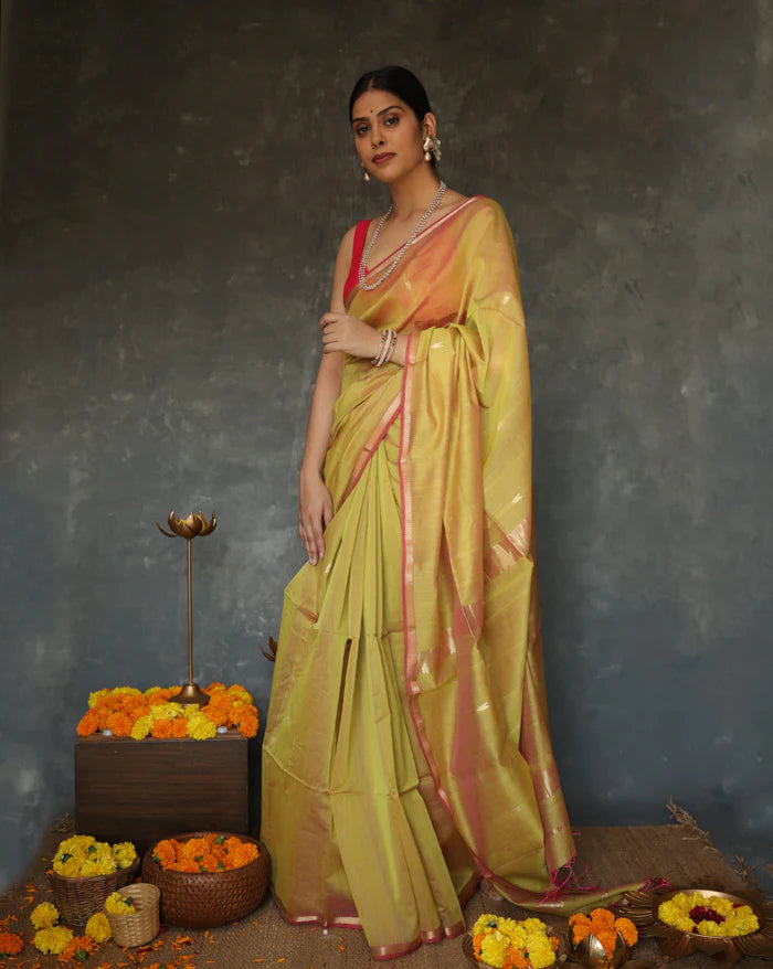 Magnificat Mustard Cotton Silk Saree With Exemplary Blouse Piece