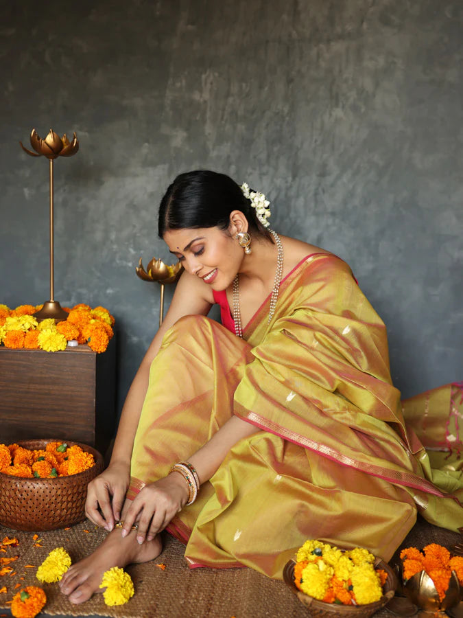 Magnificat Mustard Cotton Silk Saree With Exemplary Blouse Piece