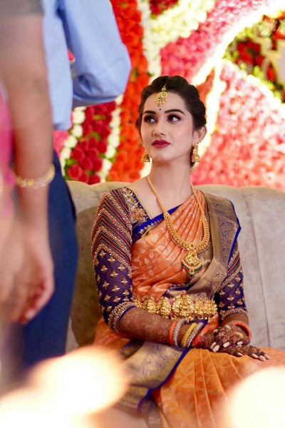 Invaluable Peach Soft Banarasi Silk Saree With Surpassing Blouse Piece