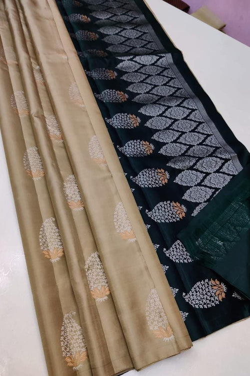 Load image into Gallery viewer, Demesne Beige Soft Silk Saree With Rhapsody Blouse Piece
