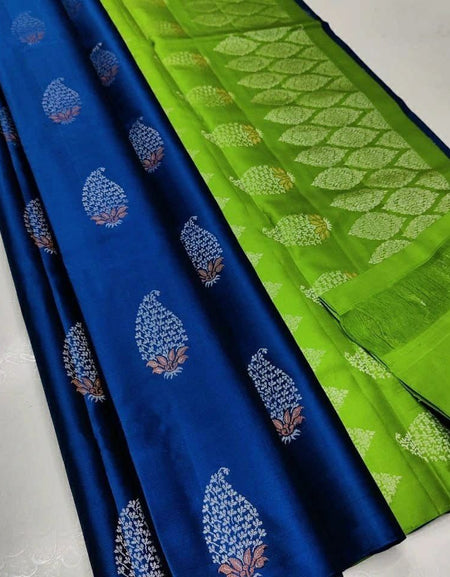 Admirable Blue Soft Silk Saree With Scrupulous Blouse Piece