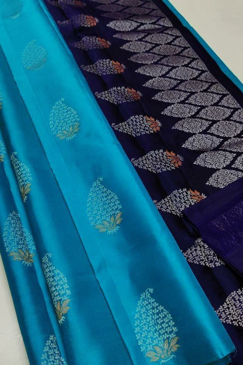Load image into Gallery viewer, Surpassing Firozi Soft Silk Saree With Enamoring Blouse Piece
