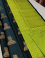 Trendy Dark Green Soft Silk Saree With Comely Blouse Piece