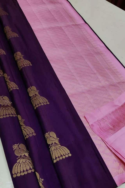 Load image into Gallery viewer, Refreshing Purple Soft Silk Saree With Sizzling Blouse Piece
