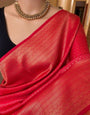 Mesmerising Red Soft Silk Saree With Wonderful Blouse Piece