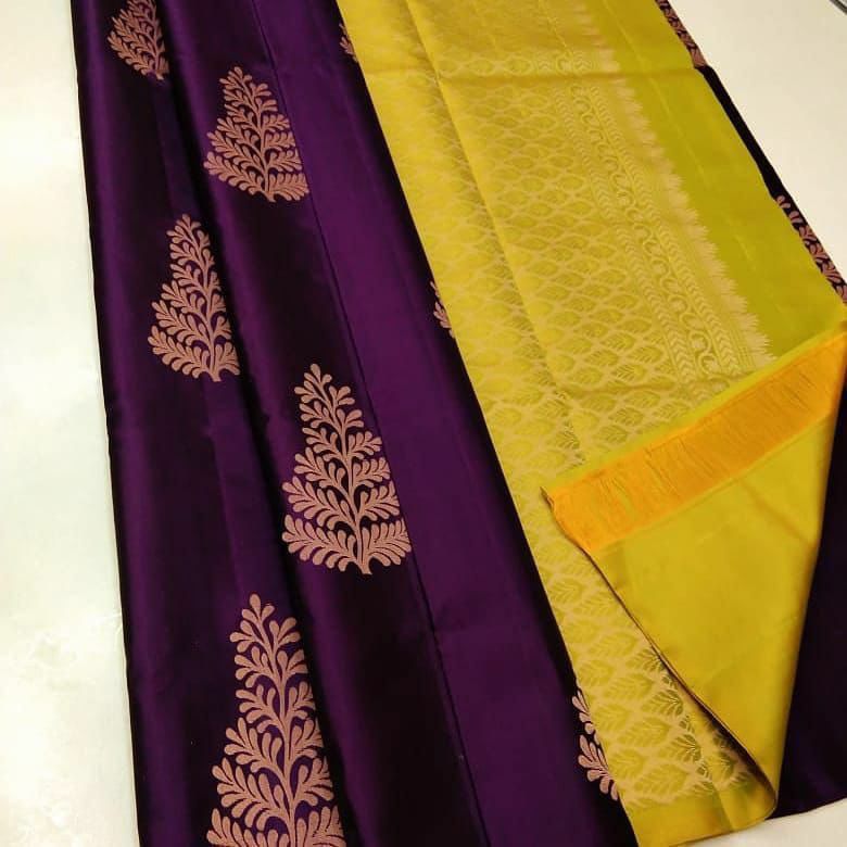 Girlish Dark Purple Soft Silk Saree With Impressive Blouse Piece