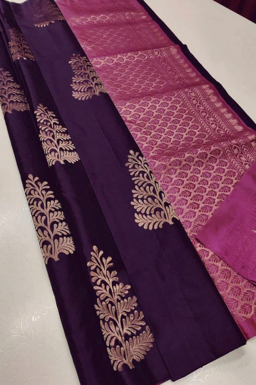 Load image into Gallery viewer, Engrossing Wine Soft Silk Saree With Blooming Blouse Piece
