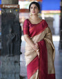 Ethnic Beige Soft Silk Saree With Breathtaking Blouse Piece