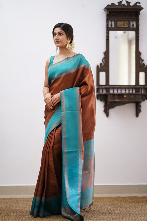 Load image into Gallery viewer, Ravishing Brown Soft Silk Saree With Opulent Blouse Piece
