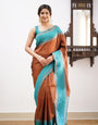 Ravishing Brown Soft Silk Saree With Opulent Blouse Piece