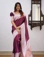 Entrancing Wine Soft Silk Saree With Stunner Blouse Piece