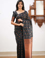 Jazzy Black Soft Silk Saree With Designer Blouse Piece