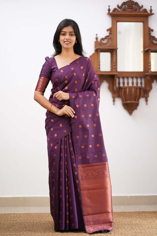 Load image into Gallery viewer, Charming Purple Soft Silk Saree With Stylish Blouse Piece
