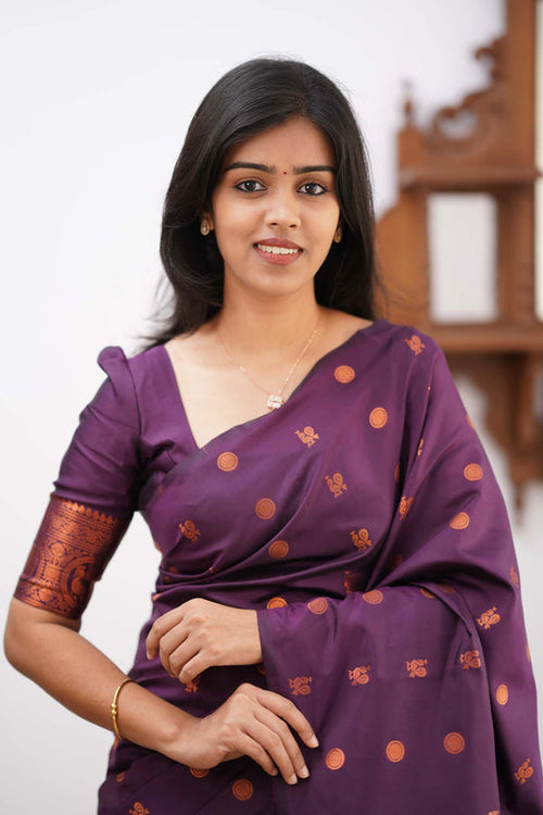 Load image into Gallery viewer, Charming Purple Soft Silk Saree With Stylish Blouse Piece
