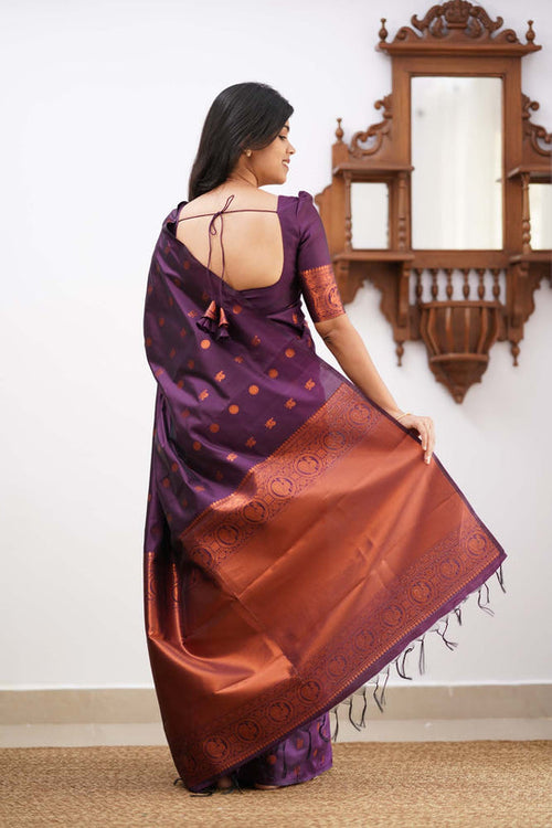 Load image into Gallery viewer, Charming Purple Soft Silk Saree With Stylish Blouse Piece
