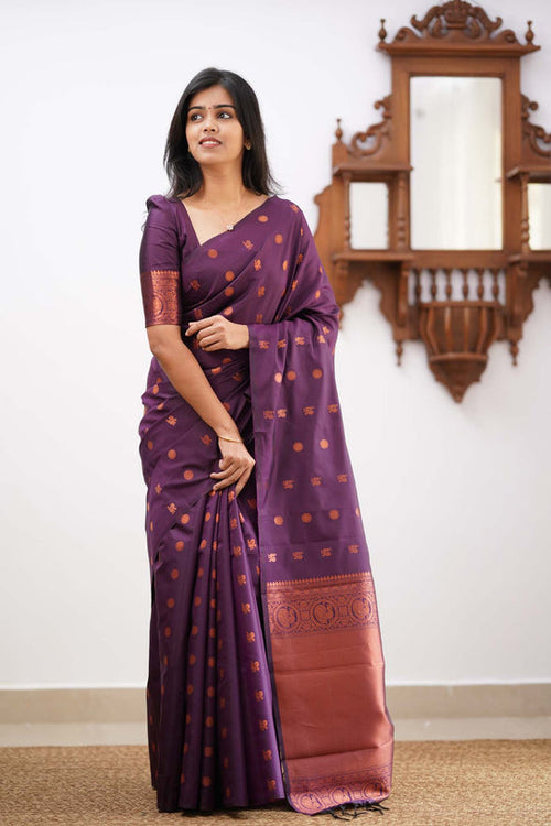 Load image into Gallery viewer, Charming Purple Soft Silk Saree With Stylish Blouse Piece
