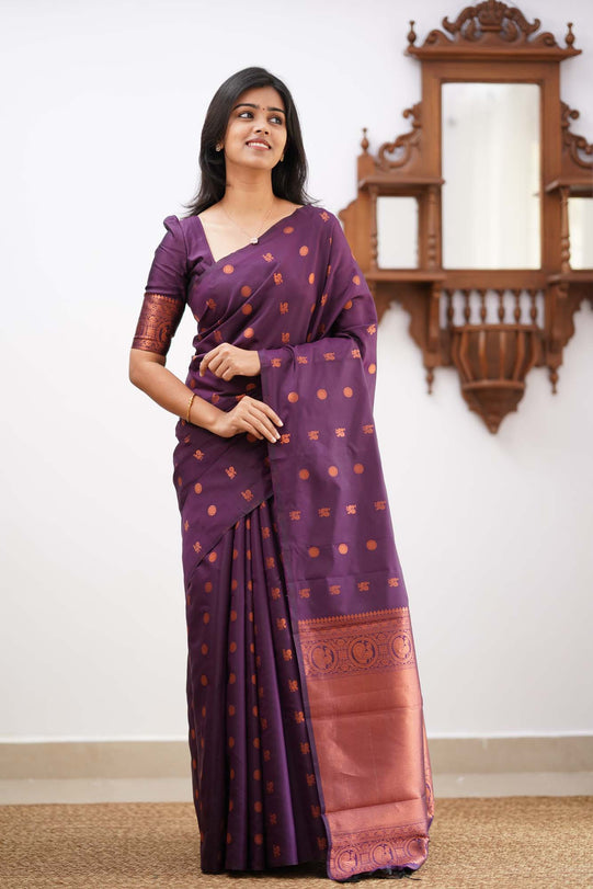 Charming Purple Soft Silk Saree With Stylish Blouse Piece