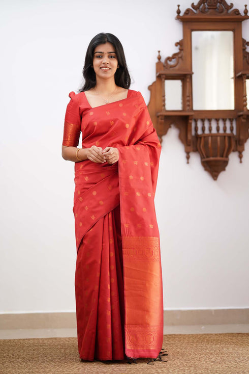 Load image into Gallery viewer, Eye-catching Red Soft Silk Saree With Glowing Blouse Piece
