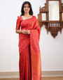 Eye-catching Red Soft Silk Saree With Glowing Blouse Piece