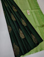 Demesne Dark Green Soft Silk Saree With Effervescent Blouse Piece