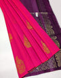 Lassitude Dark Pink Soft Silk Saree With Mellifluous Blouse Piece