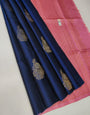 Propinquity Navy Blue Soft Silk Saree With Redolent Blouse Piece