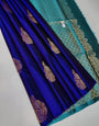 Gratifying Royal Blue Soft Silk Saree With Incredible Blouse Piece