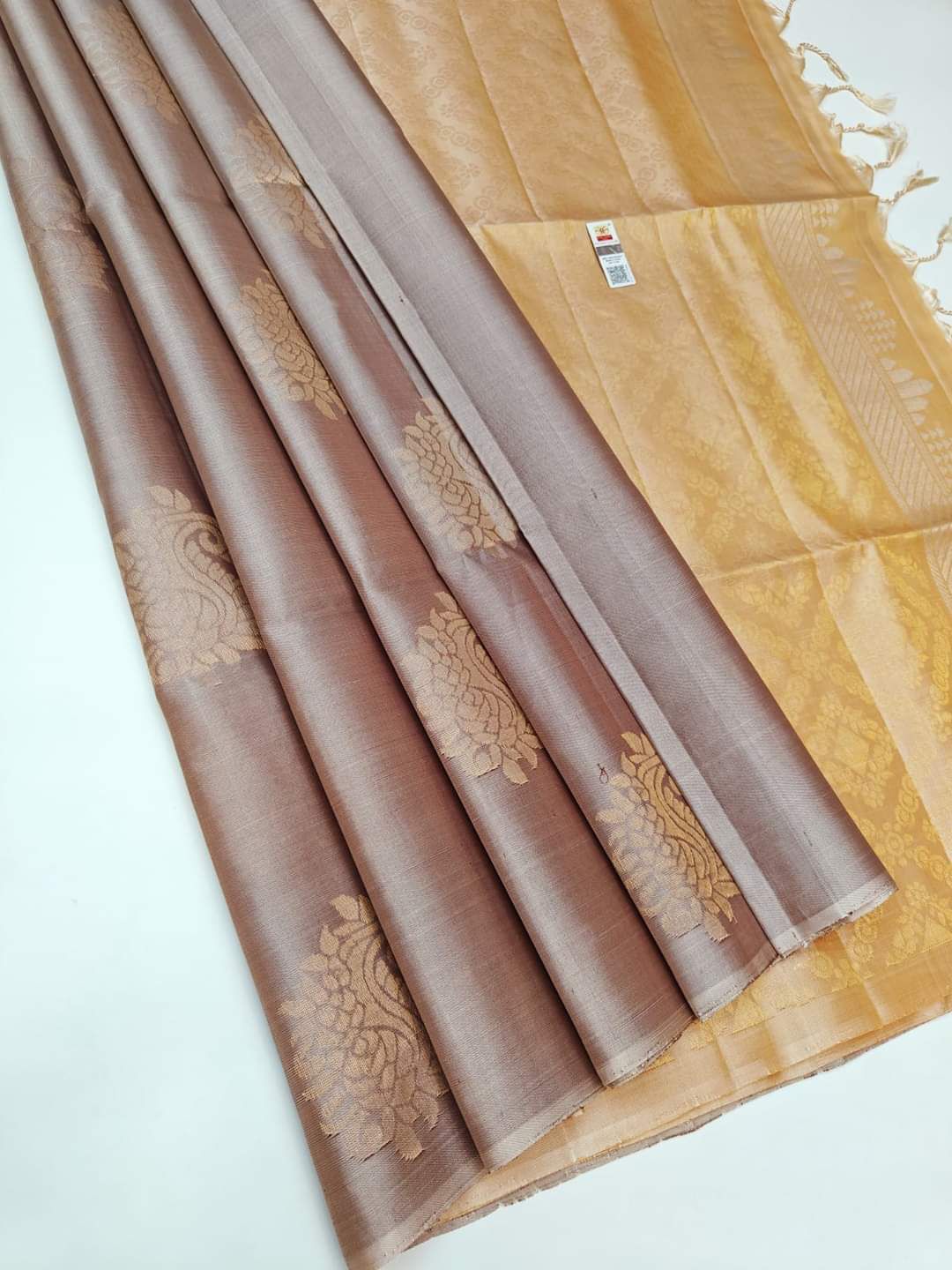 Prettiest Grey Soft Silk Saree With Blissful Blouse Piece
