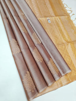 Prettiest Grey Soft Silk Saree With Blissful Blouse Piece