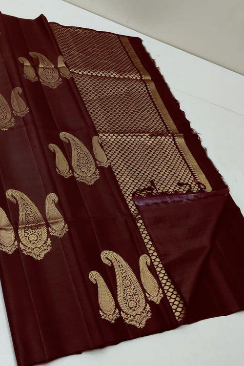 Load image into Gallery viewer, Jazzy Brown Soft Silk Saree With Prominent Blouse Piece
