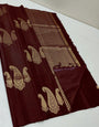 Jazzy Brown Soft Silk Saree With Prominent Blouse Piece