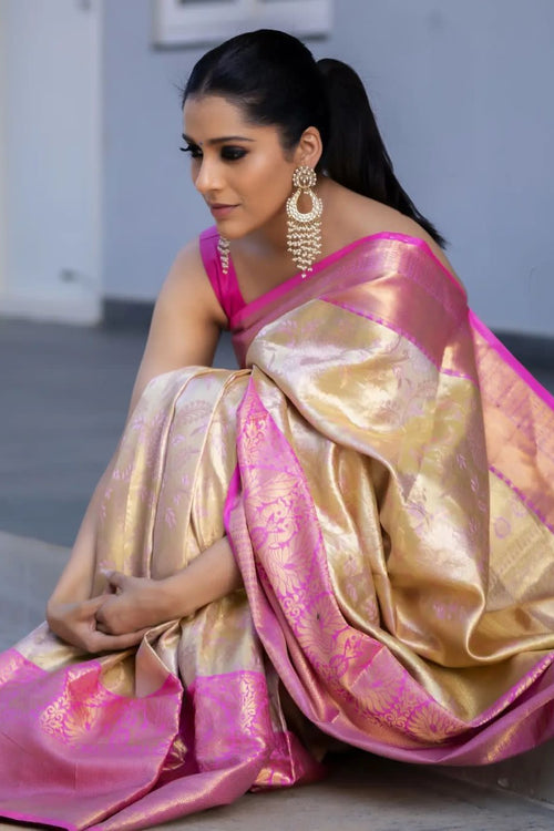 Load image into Gallery viewer, Snappy Beige Soft Silk Saree With Staggering Blouse Piece
