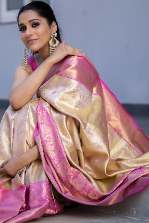 Load image into Gallery viewer, Snappy Beige Soft Silk Saree With Staggering Blouse Piece
