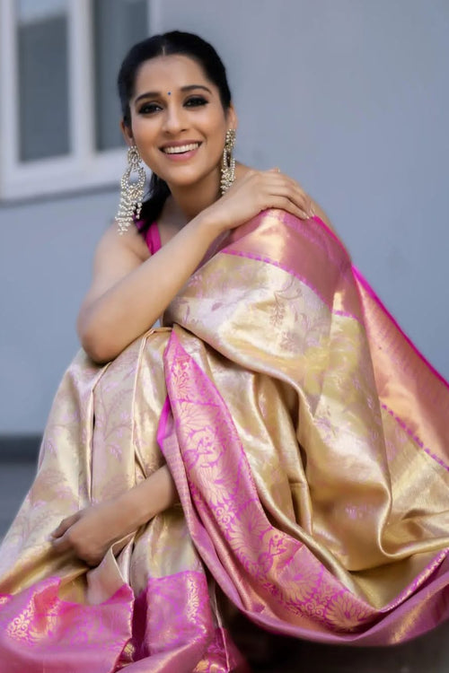 Load image into Gallery viewer, Snappy Beige Soft Silk Saree With Staggering Blouse Piece
