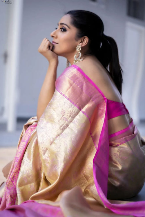 Load image into Gallery viewer, Snappy Beige Soft Silk Saree With Staggering Blouse Piece
