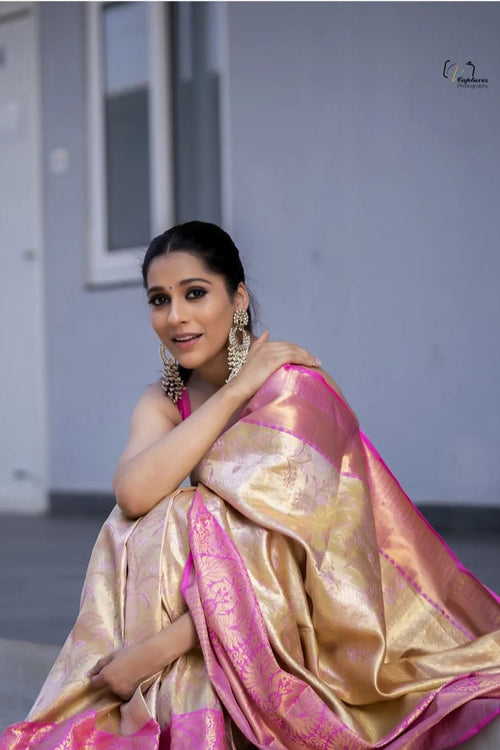 Load image into Gallery viewer, Snappy Beige Soft Silk Saree With Staggering Blouse Piece
