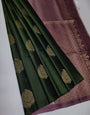 Eloquence Green Soft Silk Saree With Inimitable Blouse Piece