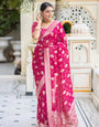 Admirable Dark Pink Soft Banarasi Silk Saree With Desuetude Blouse Piece