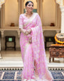 Exceptional Pink Soft Banarasi Silk Saree With Twirling Blouse Piece